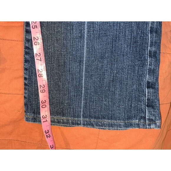 Paige Vintage Y2K  Blue Denim Canyon Low Rise Embroidered Flare Jeans Women's Si - Picture 10 of 12